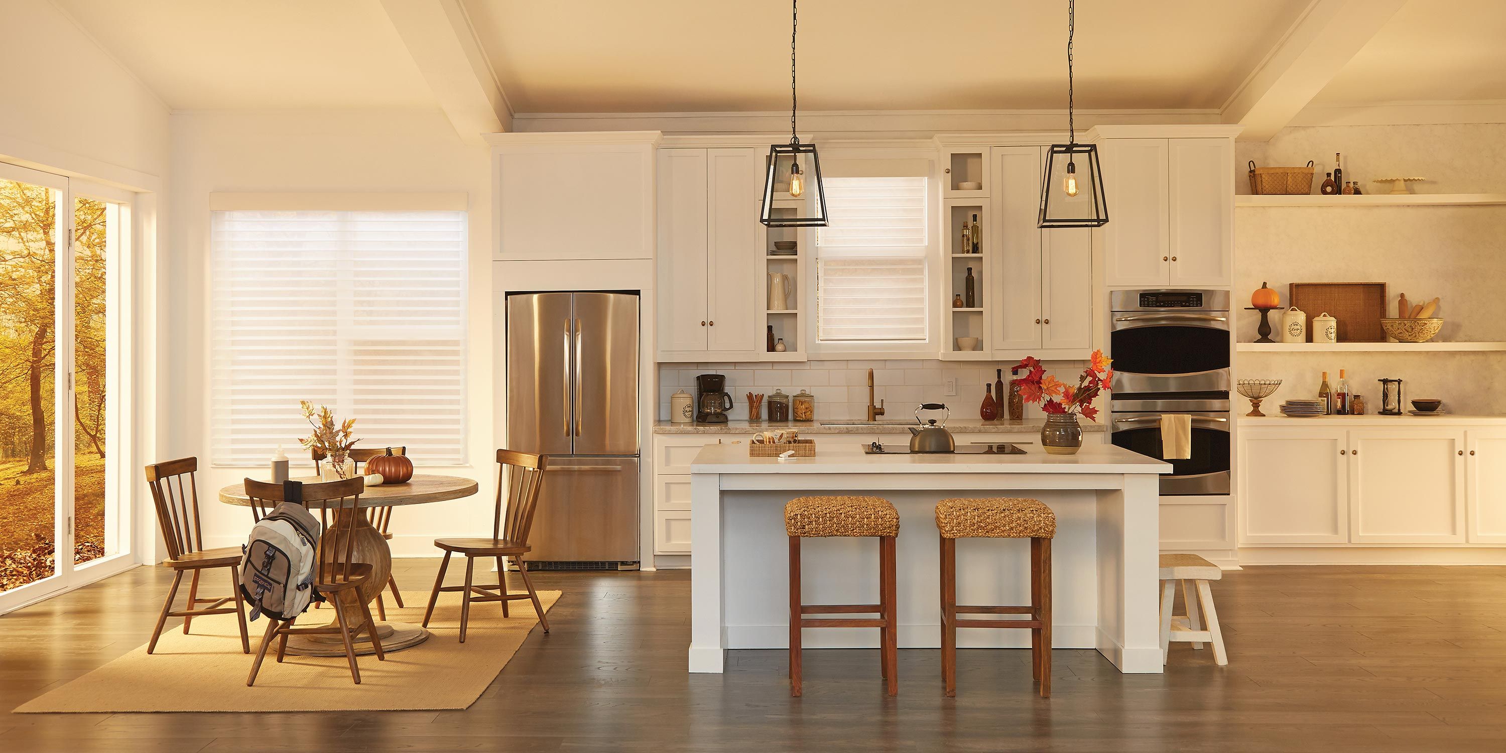 Modern Kitchen with Lutron shading and lighting