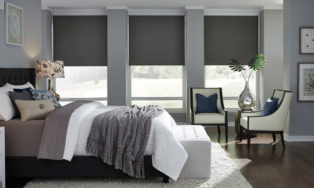 Lutron Blackout shades in a bedroom